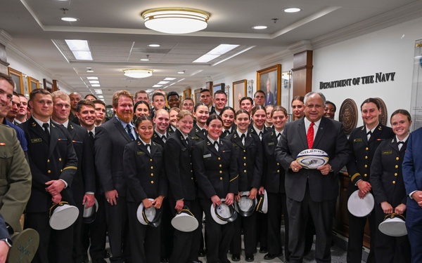 SECNAV Meets with Naval Academy Men &amp; Women's Rugby Team