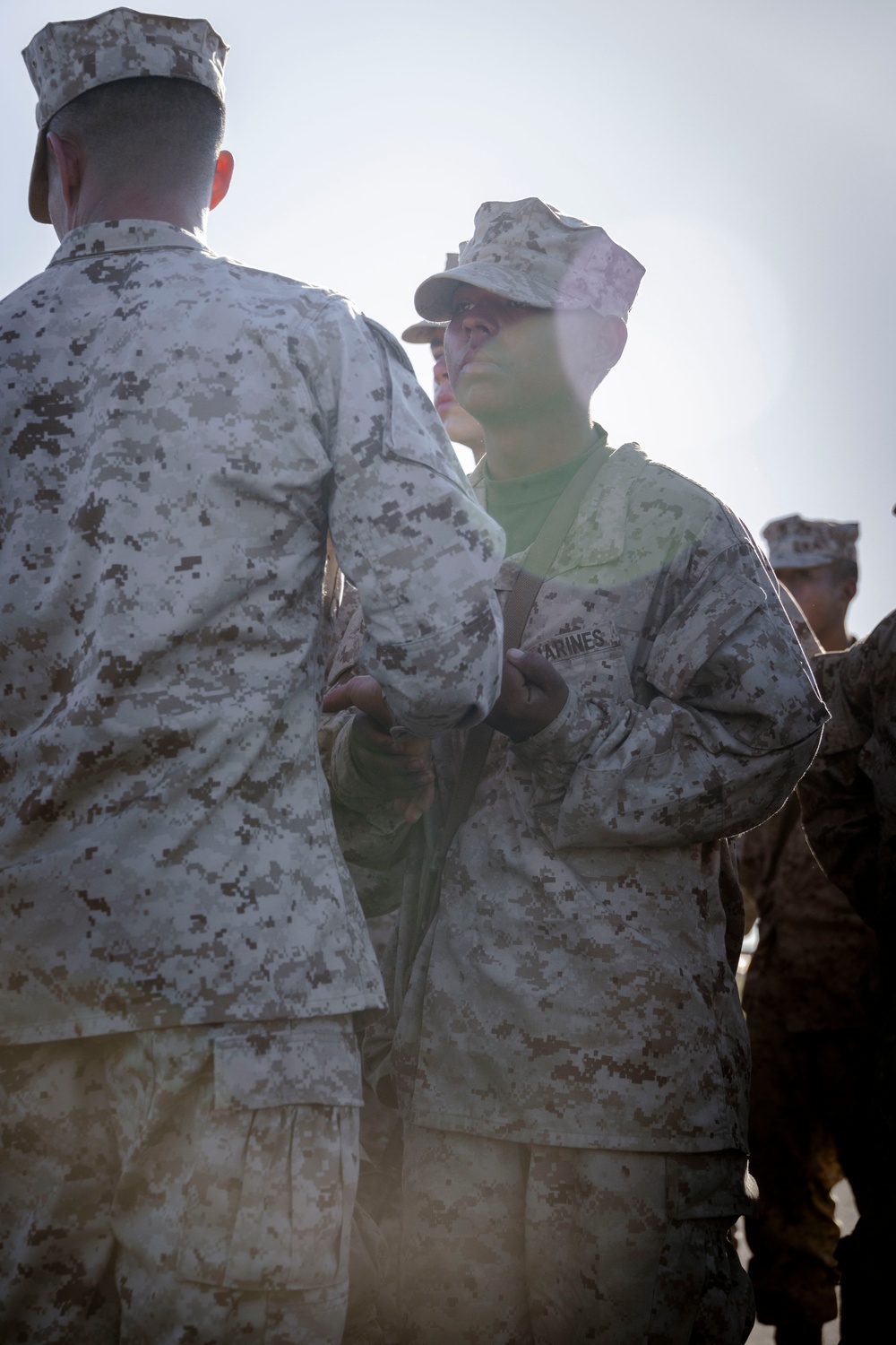 Marines with Alpha Company receive their Eagle, Globe and Anchors