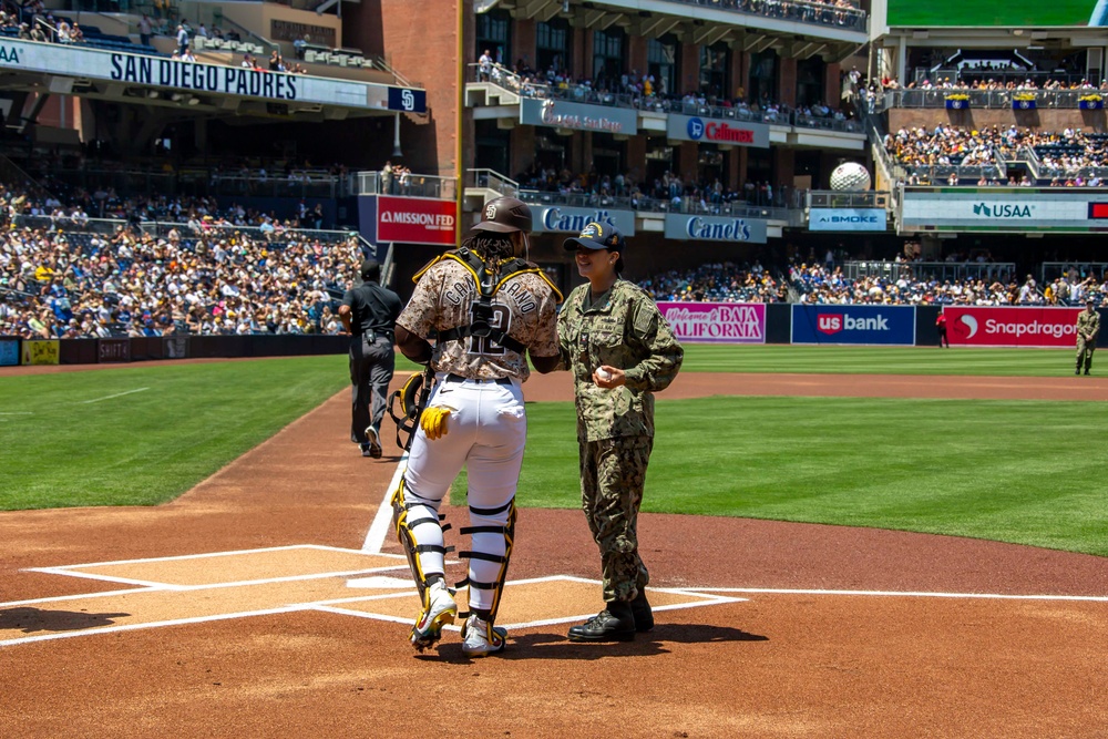 Abraham Lincoln Sailors attend San Diego Padres pregame ceremony