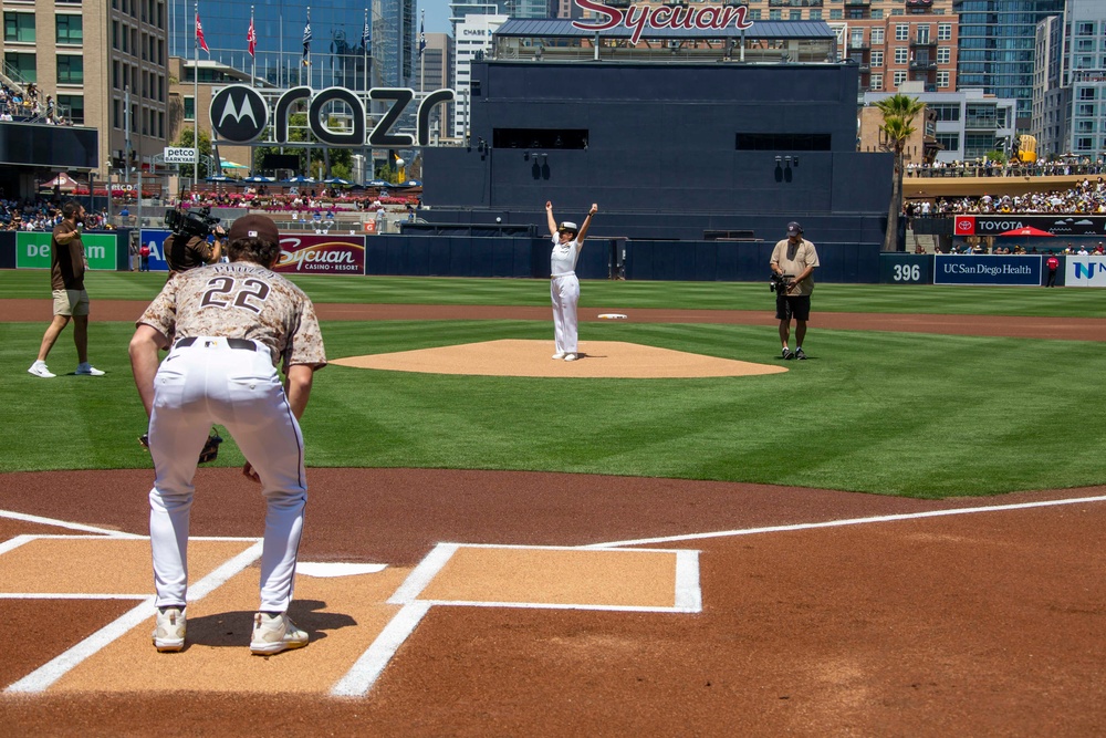 Abraham Lincoln Sailors attend San Diego Padres pregame ceremony