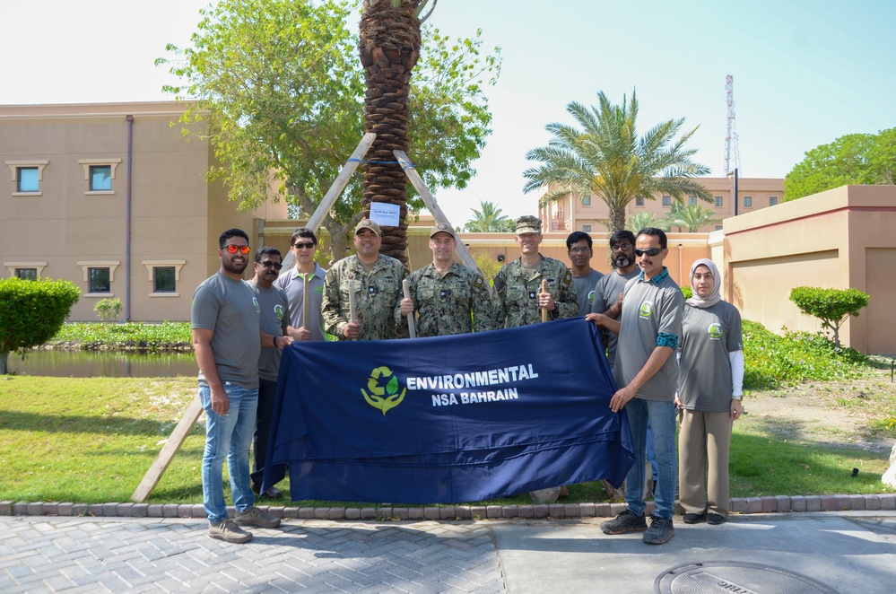 NSA Bahrain Plants Tree for Earth Day