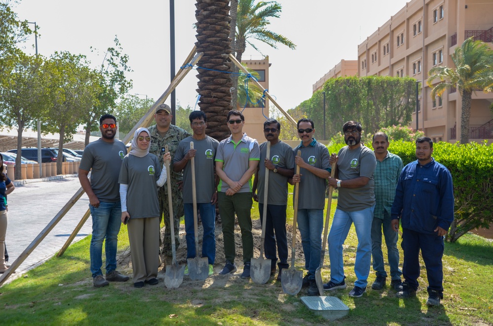 NSA Bahrain Plants Tree for Earth Day