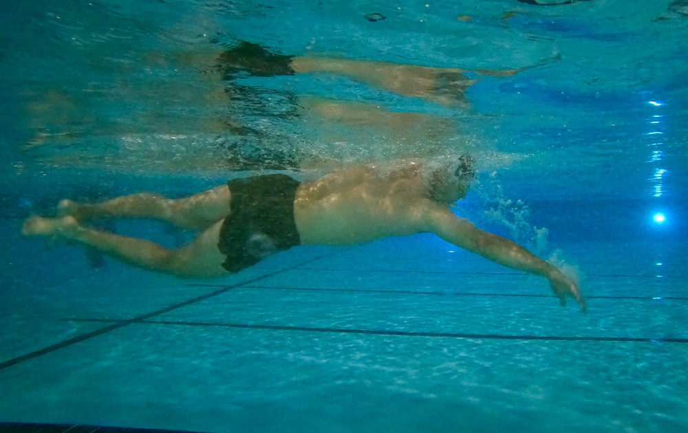 U.S. Marines compete in a swimming event during the 2024 fittest instructor event