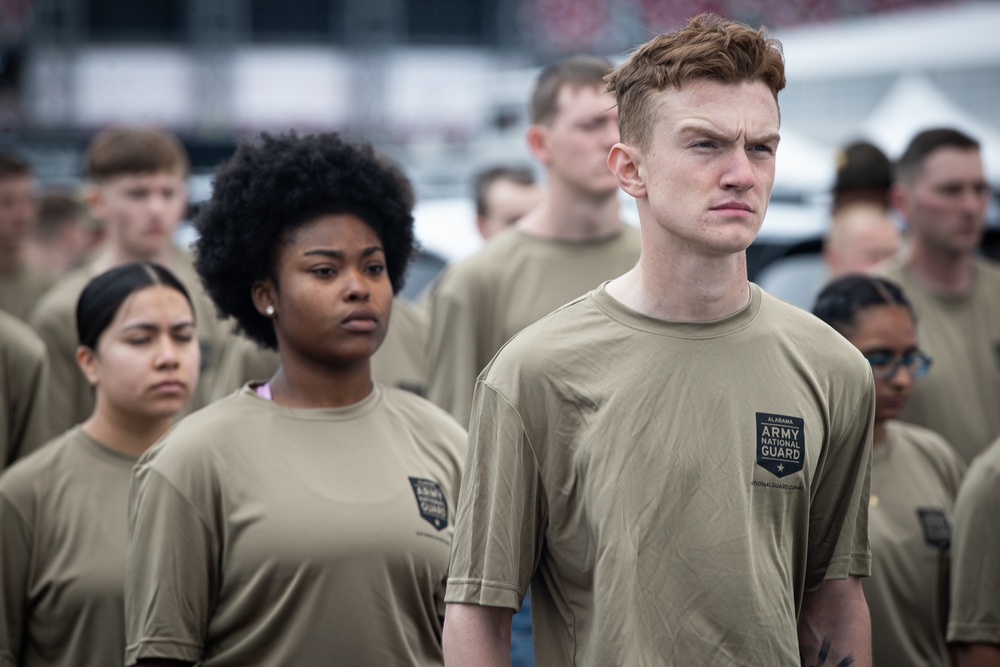 Chief of the National Guard Bureau swears in new recruits at the Talladega Superspeedway