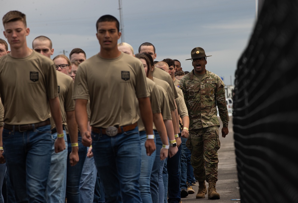 Chief of the National Guard Bureau swears in new recruits at the Talladega Superspeedway