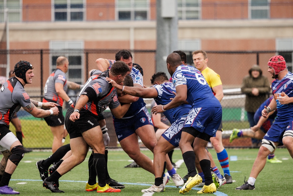 All-Marine Rugby Team Plays Against XV du Pacifique French Army at NATO Festival Exhibition Match
