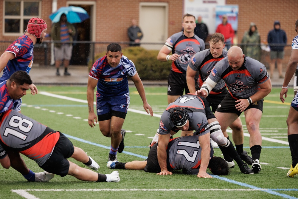 All-Marine Rugby Team Plays Against XV du Pacifique French Army at NATO Festival Exhibition Match