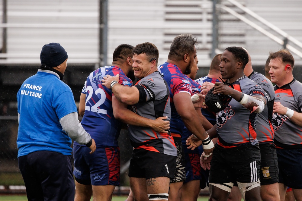 All-Marine Rugby Team Plays Against XV du Pacifique French Army at NATO Festival Exhibition Match