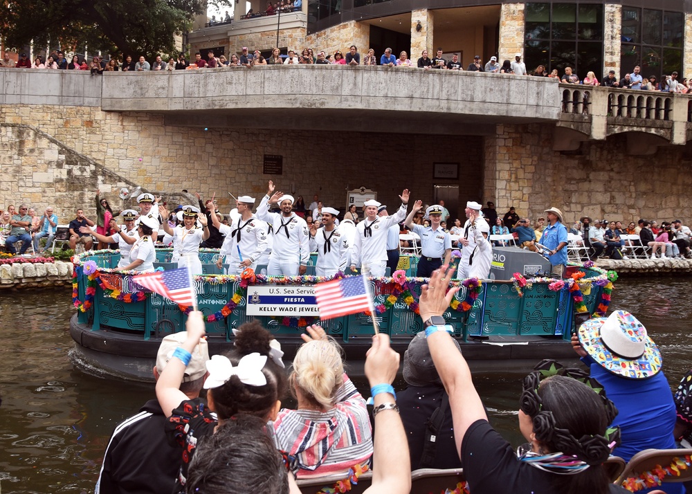 America's Navy participates in Texas Cavaliers River Parade during Fiesta