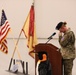 First Sergeant Nelson gives an emotional goodbye during a change of responsibility