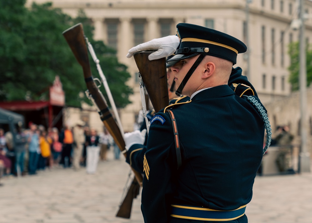 The U.S. Army Drill Team attends Army Day at the Alamo