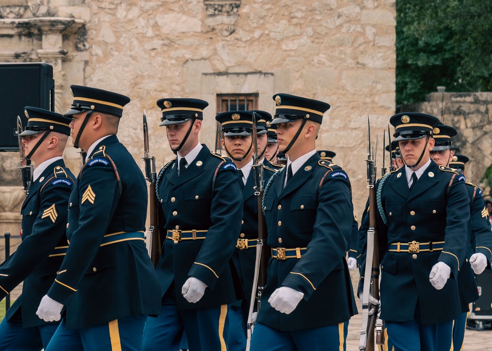 The U.S. Army Drill Team attends Army Day at the Alamo