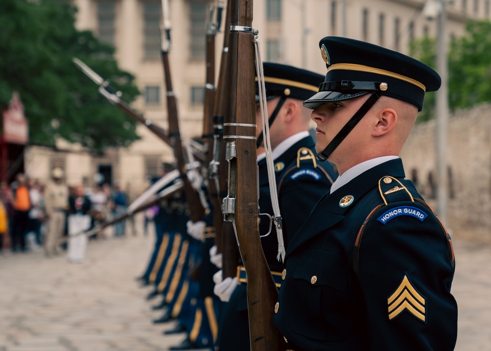 The U.S. Army Drill Team attends Army Day at the Alamo