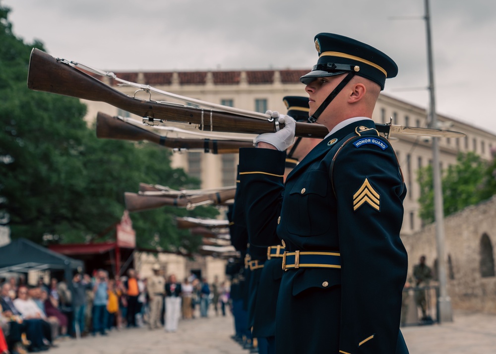 The U.S. Army Drill Team attends Army Day at the Alamo