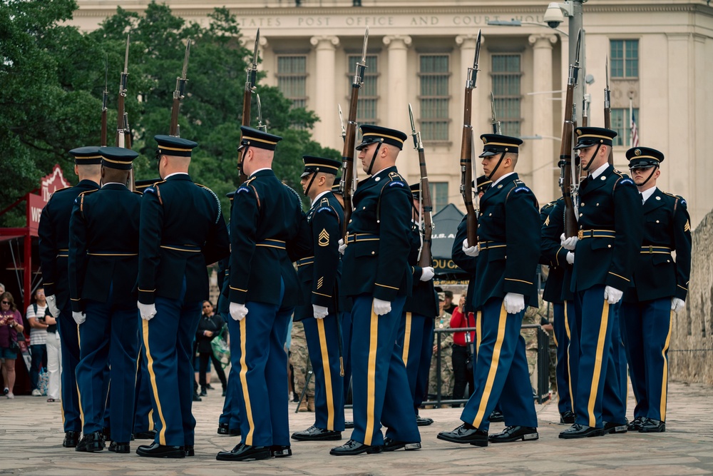 The U.S. Army Drill Team attends Army Day at the Alamo