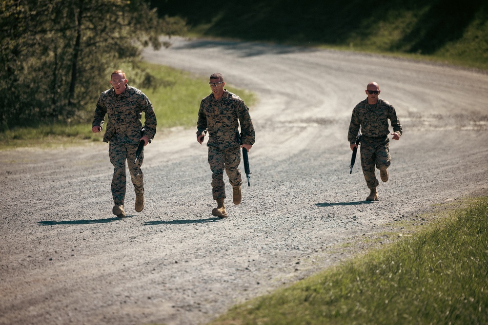 U.S. Marines and Royal Marines Compete in the Biathlon Event During the 2024 Fittest Instructor Competition