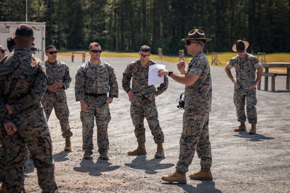 U.S. Marines and Royal Marines compete in a modified Biathlon during the 2024 Fittest Instructor Competition