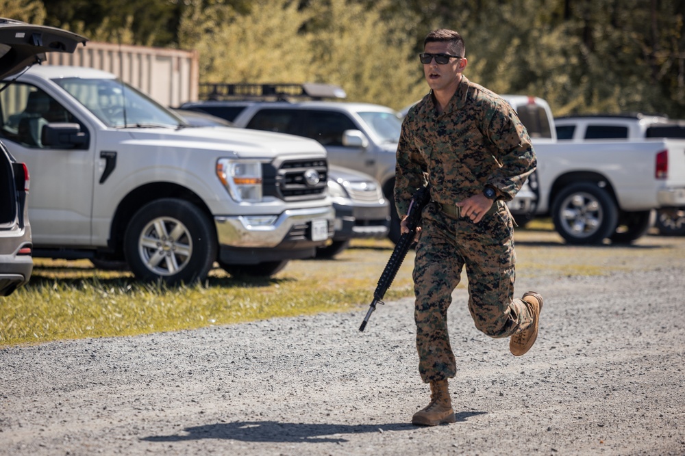 U.S. Marines and Royal Marines compete in a modified Biathlon during the 2024 Fittest Instructor Competition