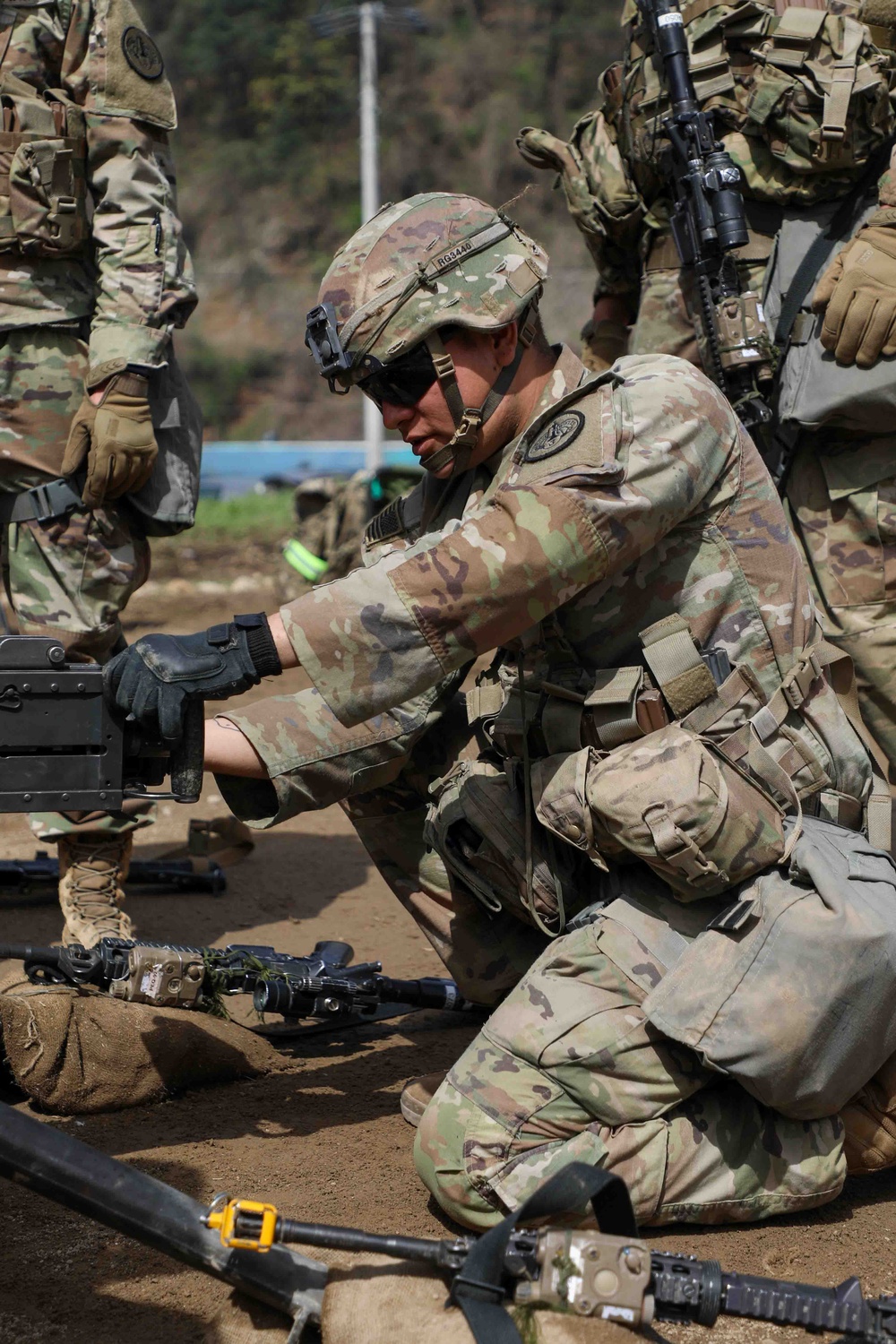 Soldiers train for the Expert Soldier, Infantry, Medical Badge.