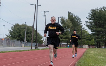 Capt. Zachary Grimes runs an 800 meter sprint time trial