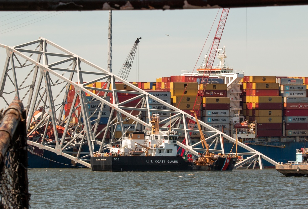 Salvage crews continue to remove wreckage from the Francis Scott Key Bridge