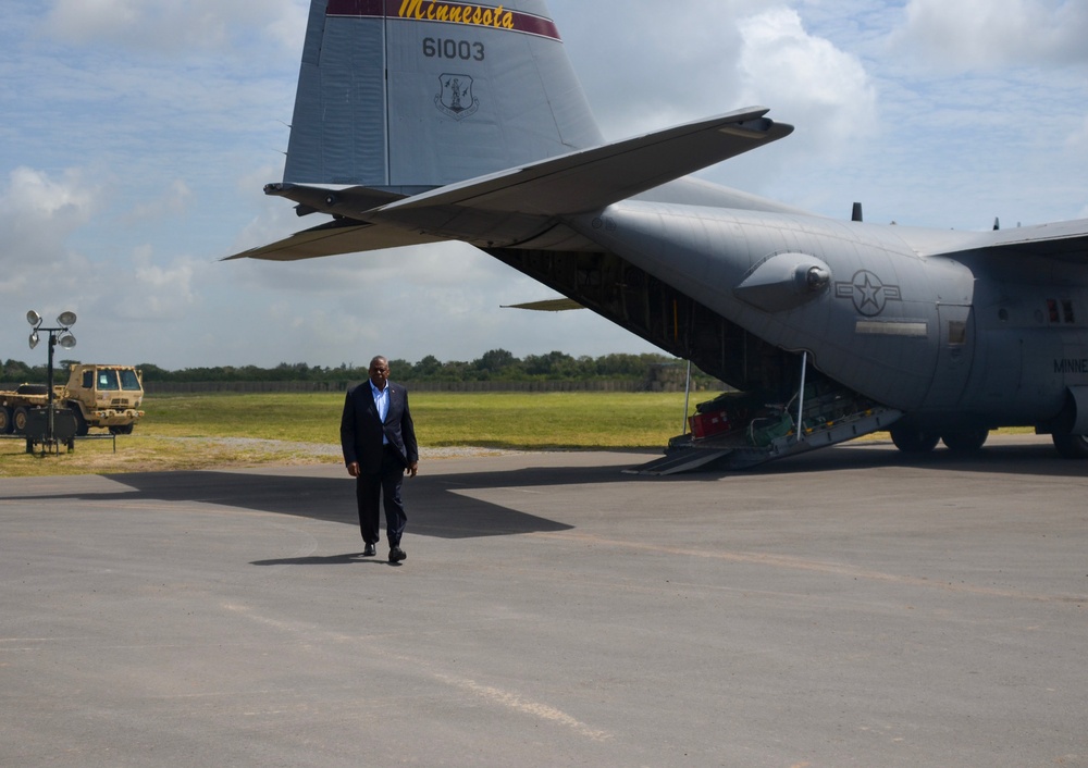 Secretary of Defense Lloyd Austin Visits With U.S. and Kenyan Service Members Stationed at Manda Bay, Kenya