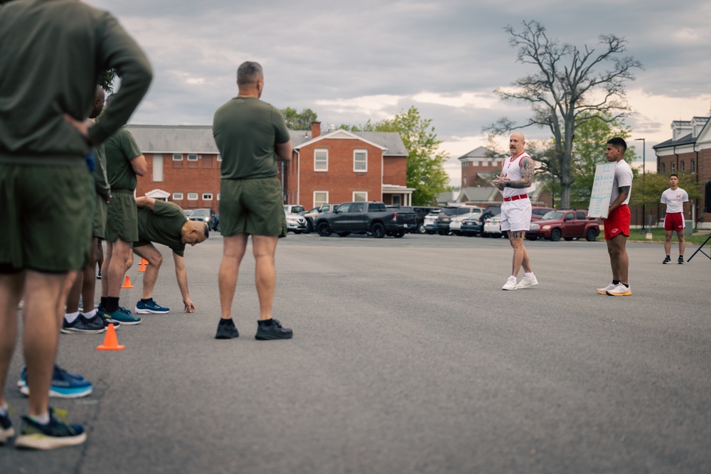 U.S. Marines and Royal Marines Conduct the Royal Marine Fitness Test During the 2024 Fittest Instructor Competition