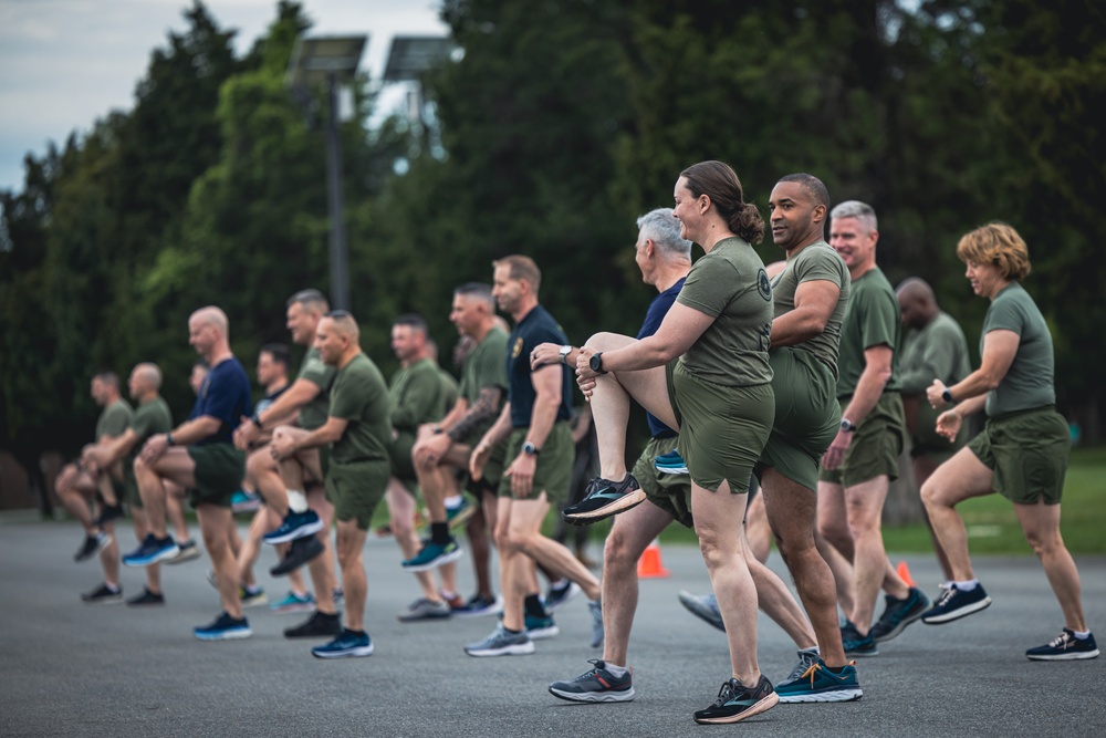 U.S. Marines and Royal Marines Conduct the Royal Marine Fitness Test During the 2024 Fittest Instructor Competition