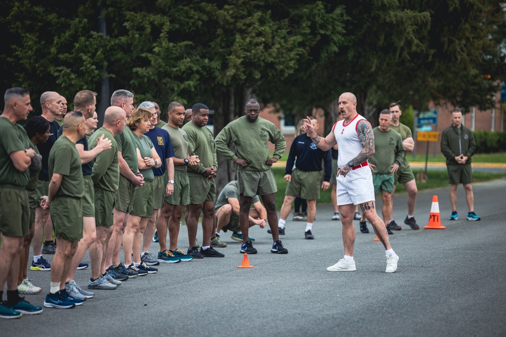 U.S. Marines and Royal Marines Conduct the Royal Marine Fitness Test During the 2024 Fittest Instructor Competition