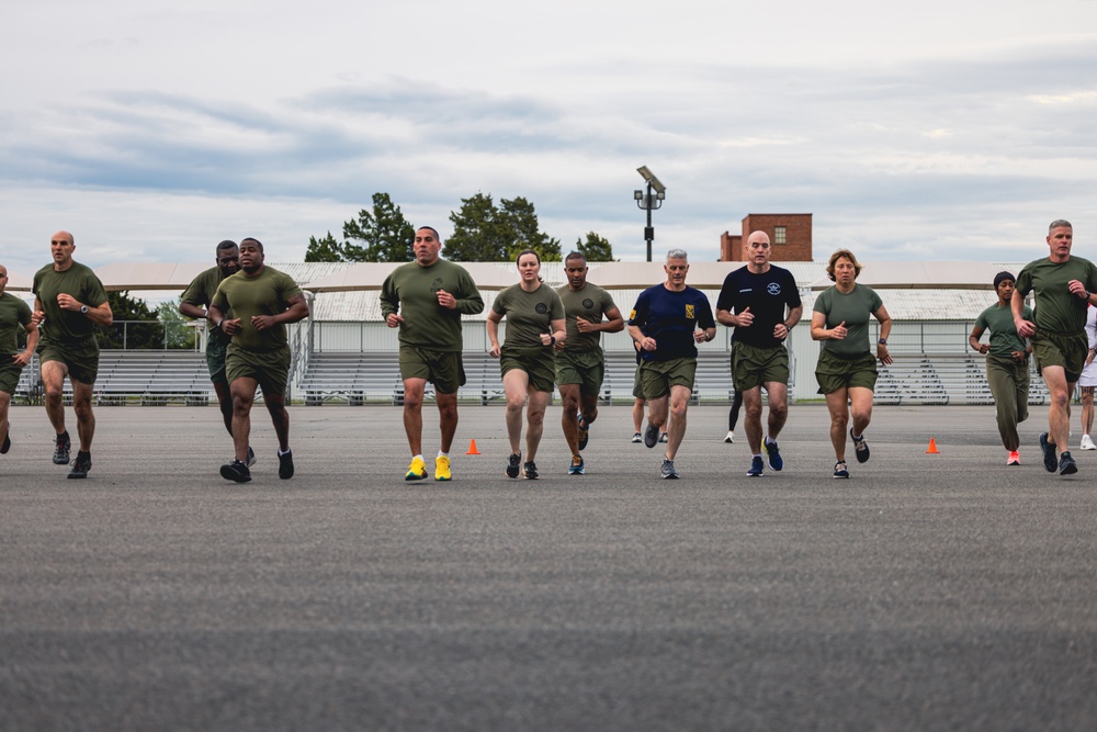 U.S. Marines and Royal Marines Conduct the Royal Marine Fitness Test During the 2024 Fittest Instructor Competition