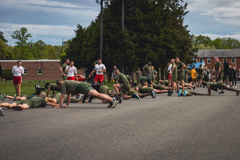 U.S. Marines and Royal Marines Conduct the Royal Marine Fitness Test During the 2024 Fittest Instructor Competition