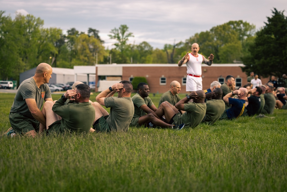 U.S. Marines and Royal Marines Conduct the Royal Marine Fitness Test During the 2024 Fittest Instructor Competition