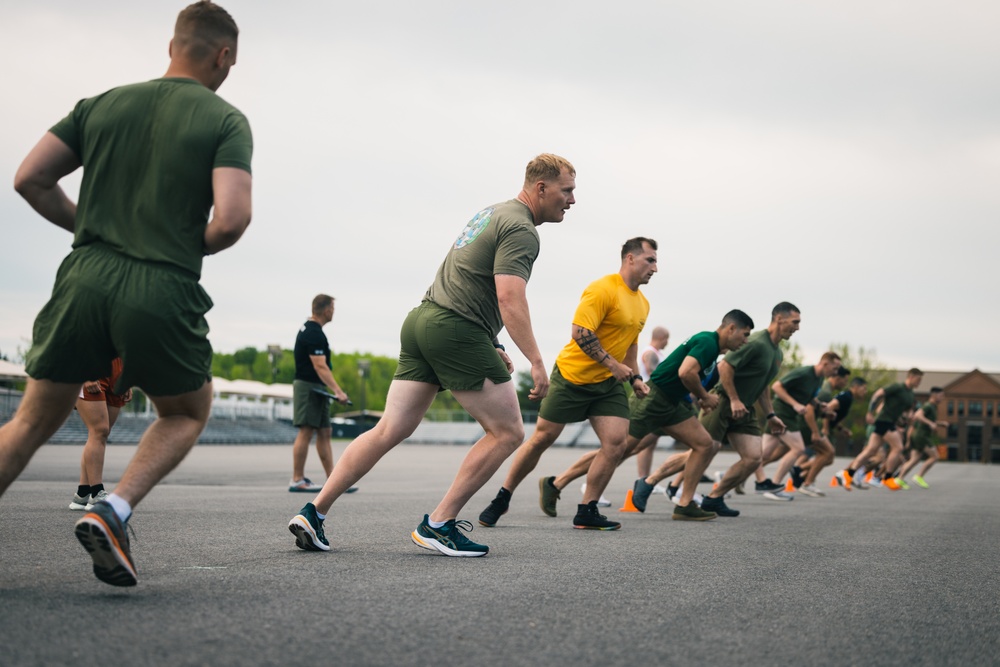 U.S. Marines and Royal Marines Conduct the Royal Marine Fitness Test During the 2024 Fittest Instructor Competition