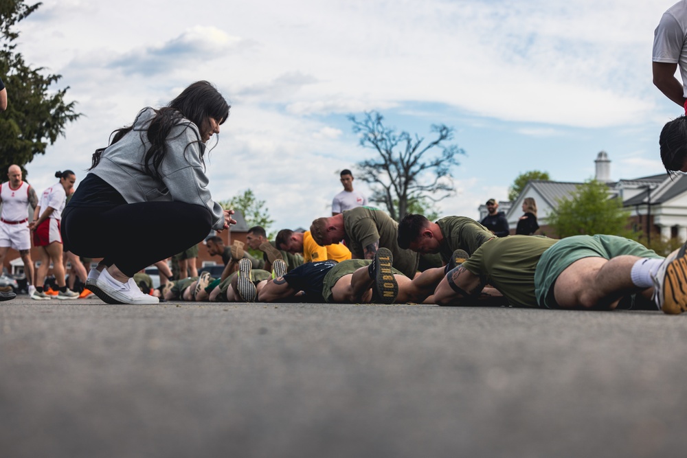 U.S. Marines and Royal Marines Conduct the Royal Marine Fitness Test During the 2024 Fittest Instructor Competition