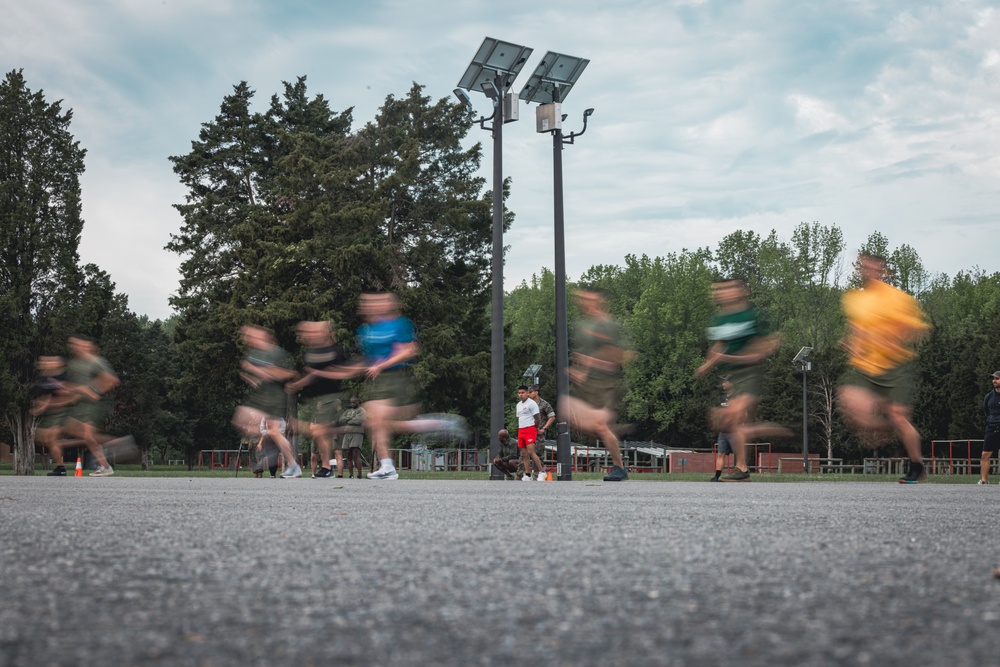 U.S. Marines and Royal Marines Conduct the Royal Marine Fitness Test During the 2024 Fittest Instructor Competition