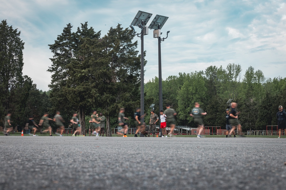 U.S. Marines and Royal Marines Conduct the Royal Marine Fitness Test During the 2024 Fittest Instructor Competition