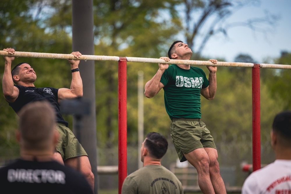 U.S. Marines and Royal Marines Conduct the Royal Marine Fitness Test During the 2024 Fittest Instructor Competition