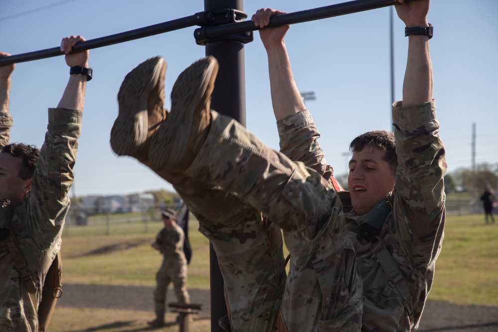 10th Mountain Soldiers participate in the X-Mile Run on Day 4 of the 2024 Best Sapper Competition