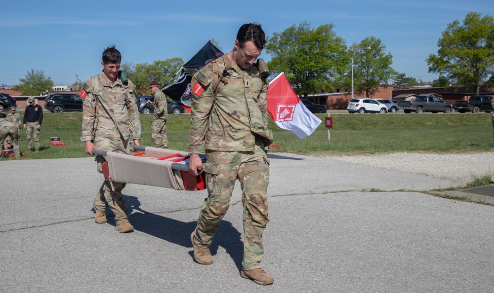 10th Mountain Soldiers participate in the X-Mile Run on Day 4 of the 2024 Best Sapper Competition