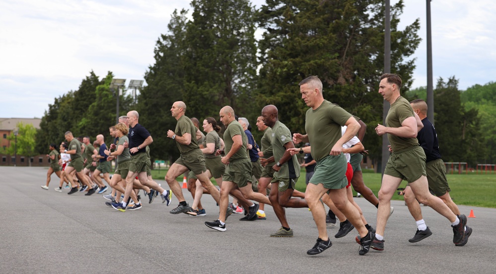 U.S. Marines and Royal Marines Conduct the Royal Marine Fitness Test During the 2024 Fittest Instructor Competition