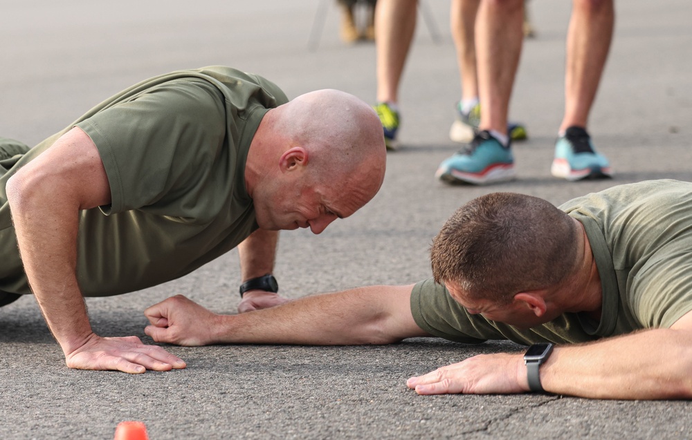 U.S. Marines and Royal Marines Conduct the Royal Marine Fitness Test During the 2024 Fittest Instructor Competition