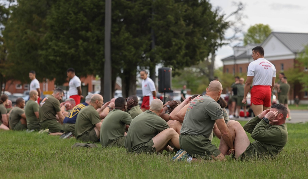 U.S. Marines and Royal Marines Conduct the Royal Marine Fitness Test During the 2024 Fittest Instructor Competition