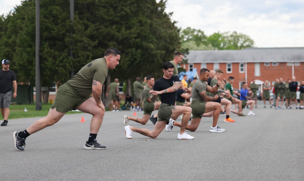 U.S. Marines and Royal Marines Conduct the Royal Marine Fitness Test During the 2024 Fittest Instructor Competition