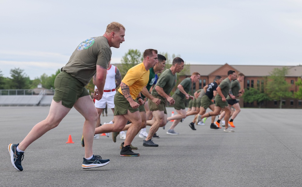 U.S. Marines and Royal Marines Conduct the Royal Marine Fitness Test During the 2024 Fittest Instructor Competition