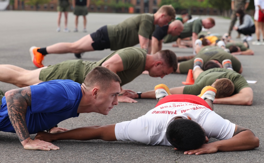 U.S. Marines and Royal Marines Conduct the Royal Marine Fitness Test During the 2024 Fittest Instructor Competition