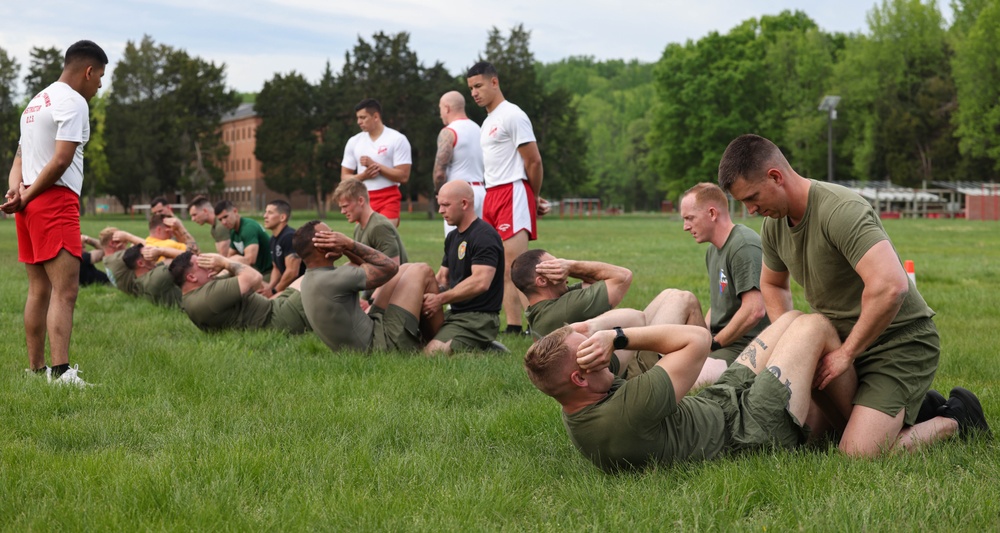 U.S. Marines and Royal Marines Conduct the Royal Marine Fitness Test During the 2024 Fittest Instructor Competition