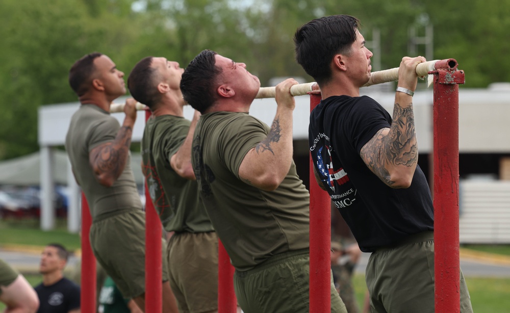 U.S. Marines and Royal Marines Conduct the Royal Marine Fitness Test During the 2024 Fittest Instructor Competition