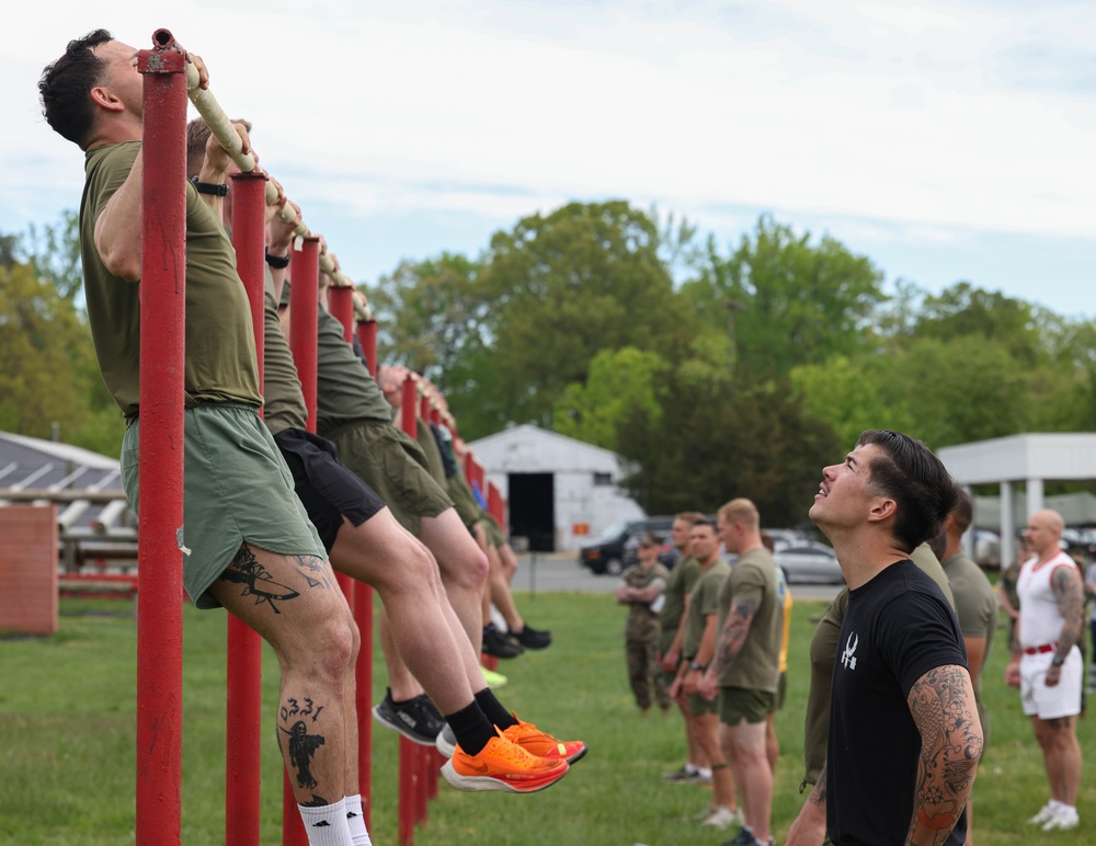 U.S. Marines and Royal Marines Conduct the Royal Marine Fitness Test During the 2024 Fittest Instructor Competition