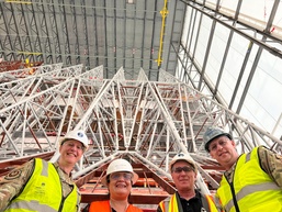 Slominski and engineers at Air Force Academy Chapel renovation