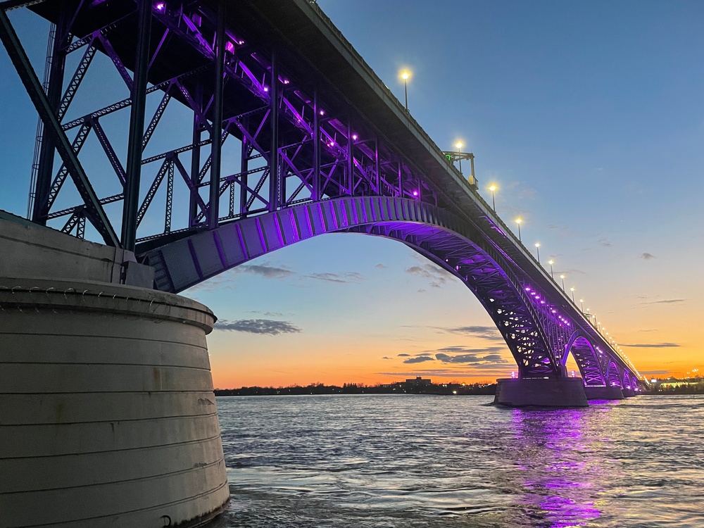 Peace Bridge lit purple to honor Month of the Military Child